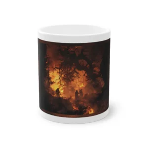 Silhouetted Figures in Burning Forest Mug