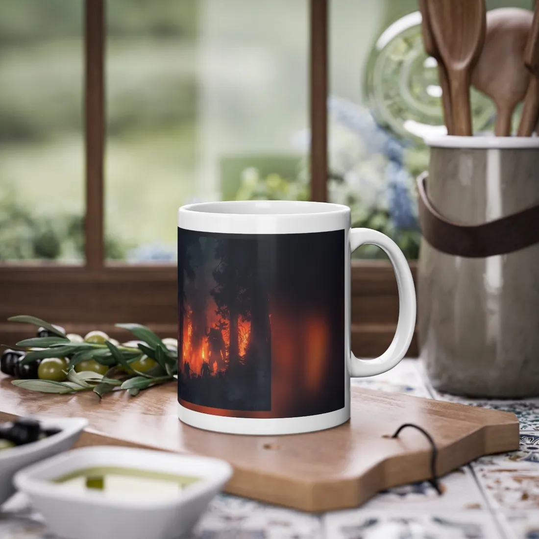 Misty Sunset Gathering: A Group in Nature's Embrace - Mug