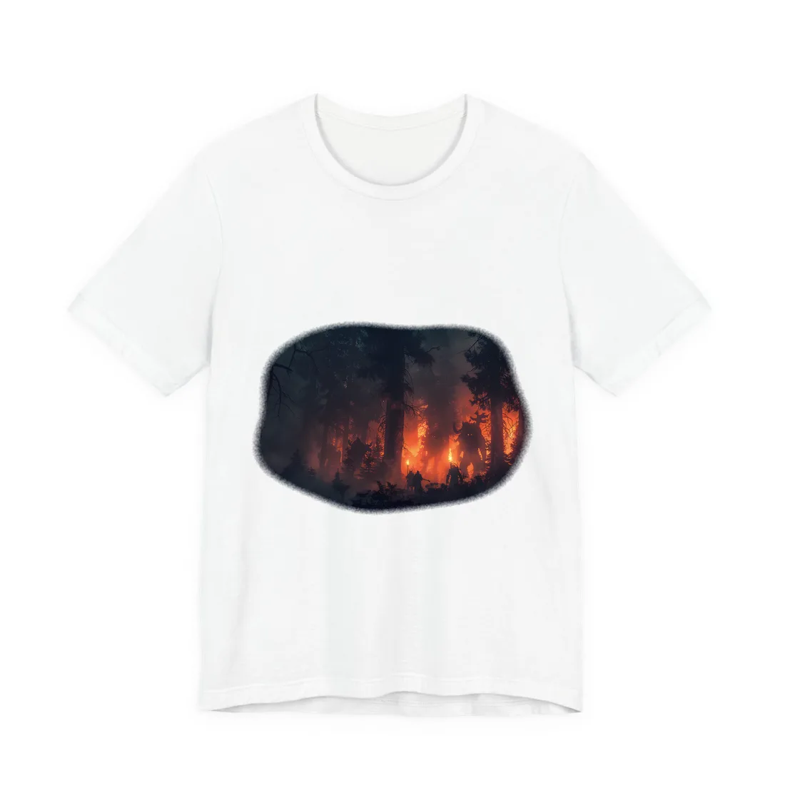 Misty Sunset Gathering: A Group in Nature's Embrace - T-Shirt (White)