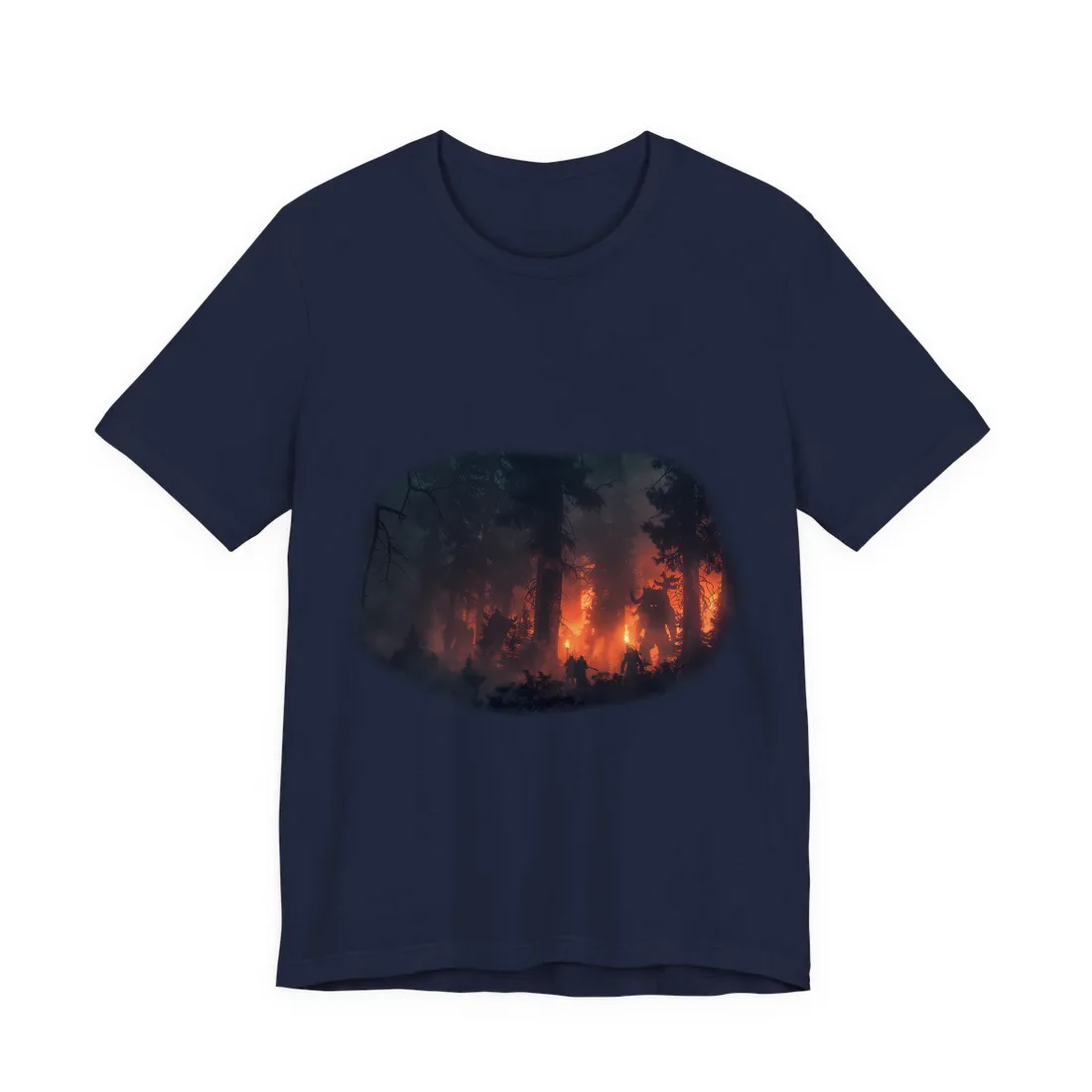 Misty Sunset Gathering: A Group in Nature's Embrace - T-Shirt (Navy)