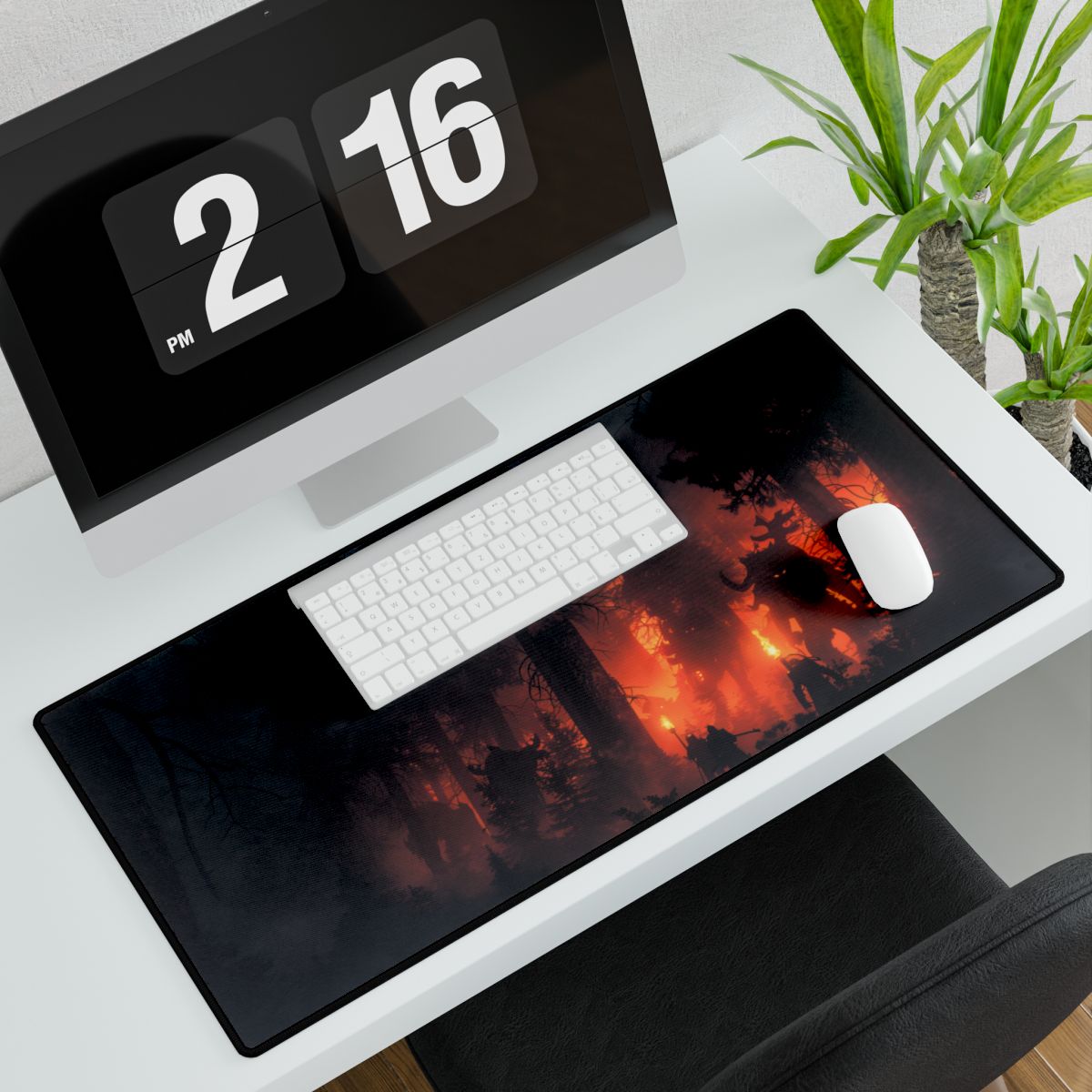 Misty Sunset Gathering: A Group in Nature's Embrace - Desk Mat