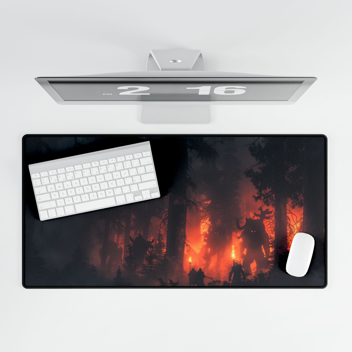 Misty Sunset Gathering: A Group in Nature's Embrace - Desk Mat