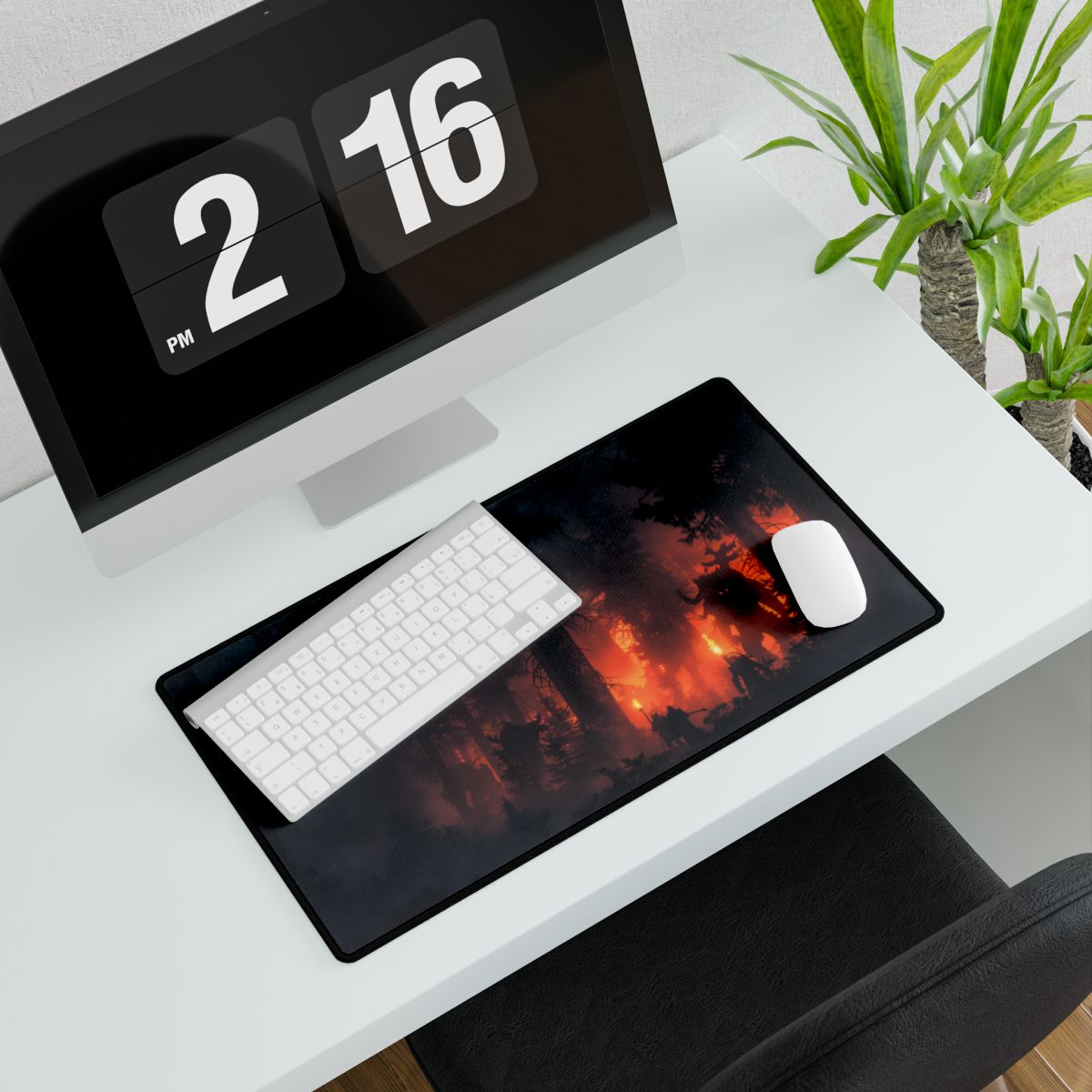 Misty Sunset Gathering: A Group in Nature's Embrace - Desk Mat