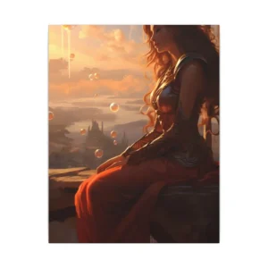 Woman Sitting at Sunset Canvas Print