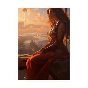 Woman Sitting at Sunset Poster