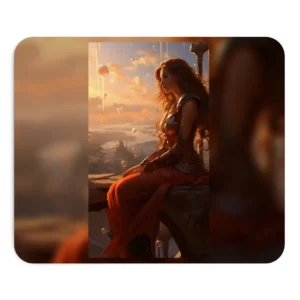 Woman Sitting at Sunset Mouse Pad