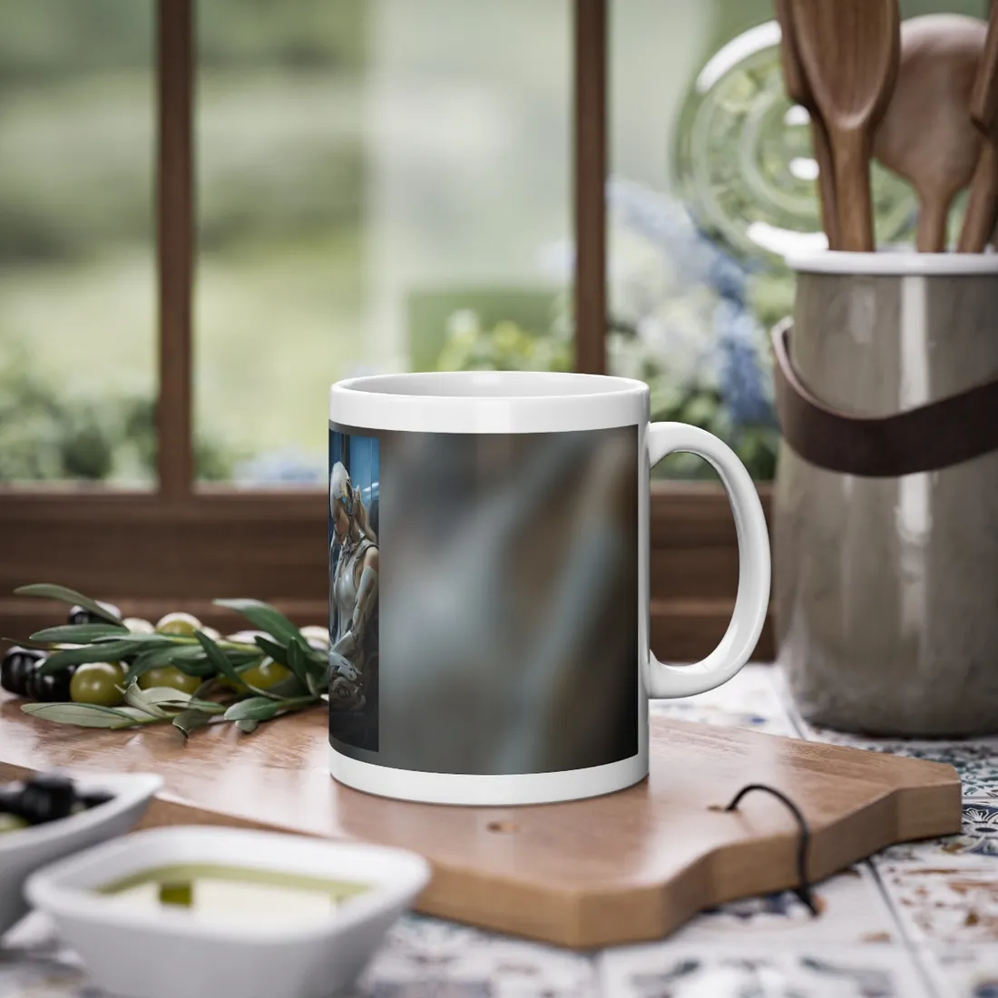 Modern Art Heist: Robot Team in Museum - Mug