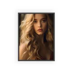 Blonde Woman in Red Top Framed Poster