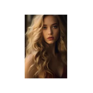 Blonde Woman in Red Top Metal Poster
