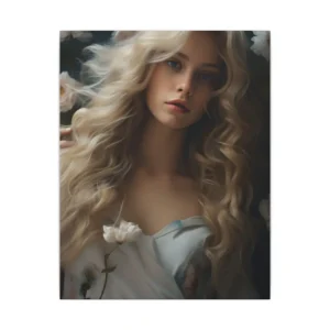 Woman with Wavy Blonde Hair Canvas Print