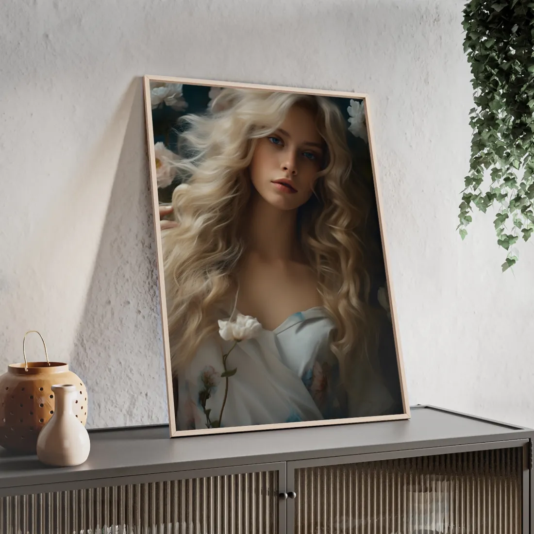 Modern Blonde: Natural Outdoor Portrait - Framed Poster