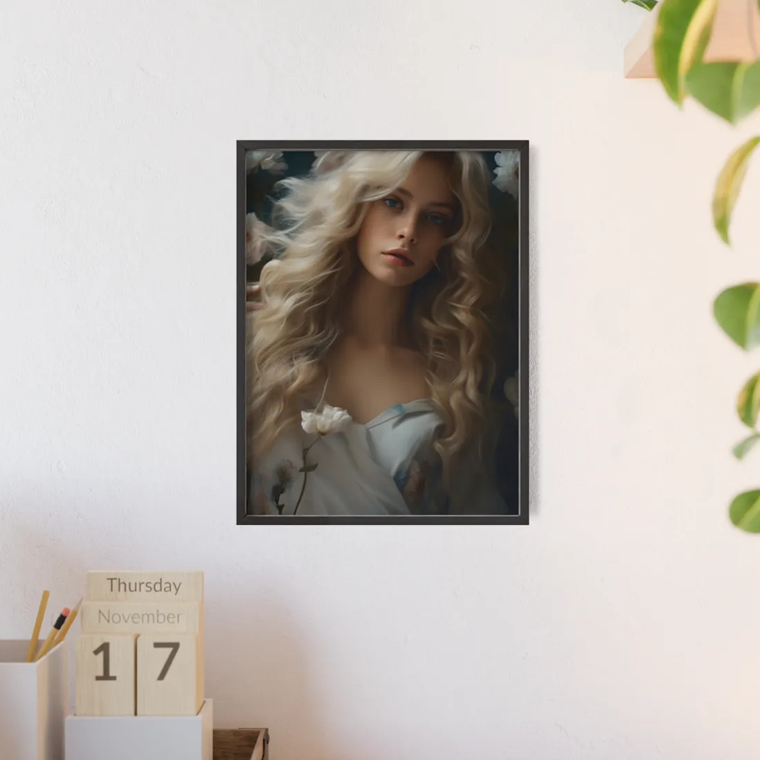 Modern Blonde: Natural Outdoor Portrait - Framed Poster
