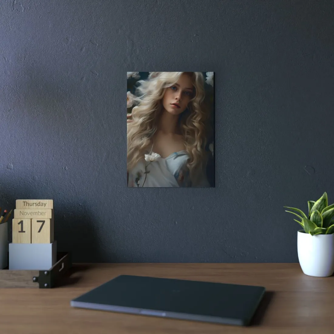Modern Blonde: Natural Outdoor Portrait - Metal Poster