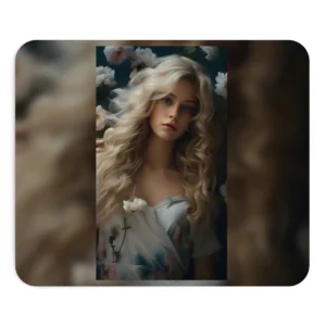 Woman with Wavy Blonde Hair Mouse Pad