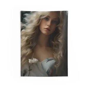 Woman with Wavy Blonde Hair Wall Tapestry