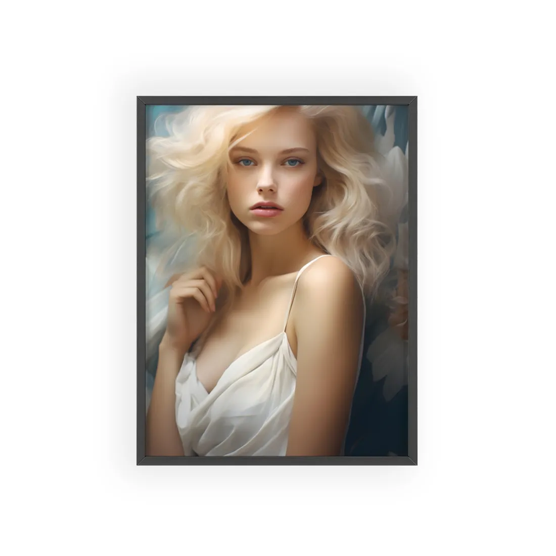Modern Blonde Portrait: Unvarnished Natural Beauty - Framed Poster