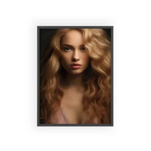 Woman with Long Wavy Hair Framed Poster