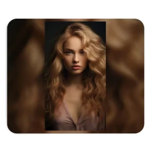Woman with Long Wavy Hair Mouse Pad