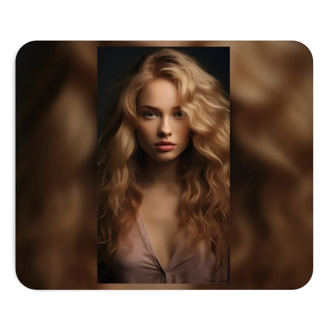 Modern Blonde Woman: Minimalist Style Portrait - Mouse Pad