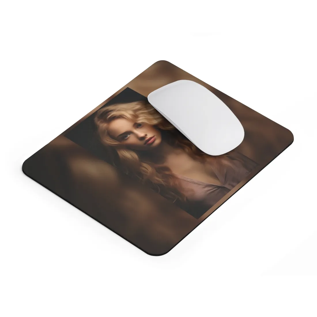 Modern Blonde Woman: Minimalist Style Portrait - Mouse Pad