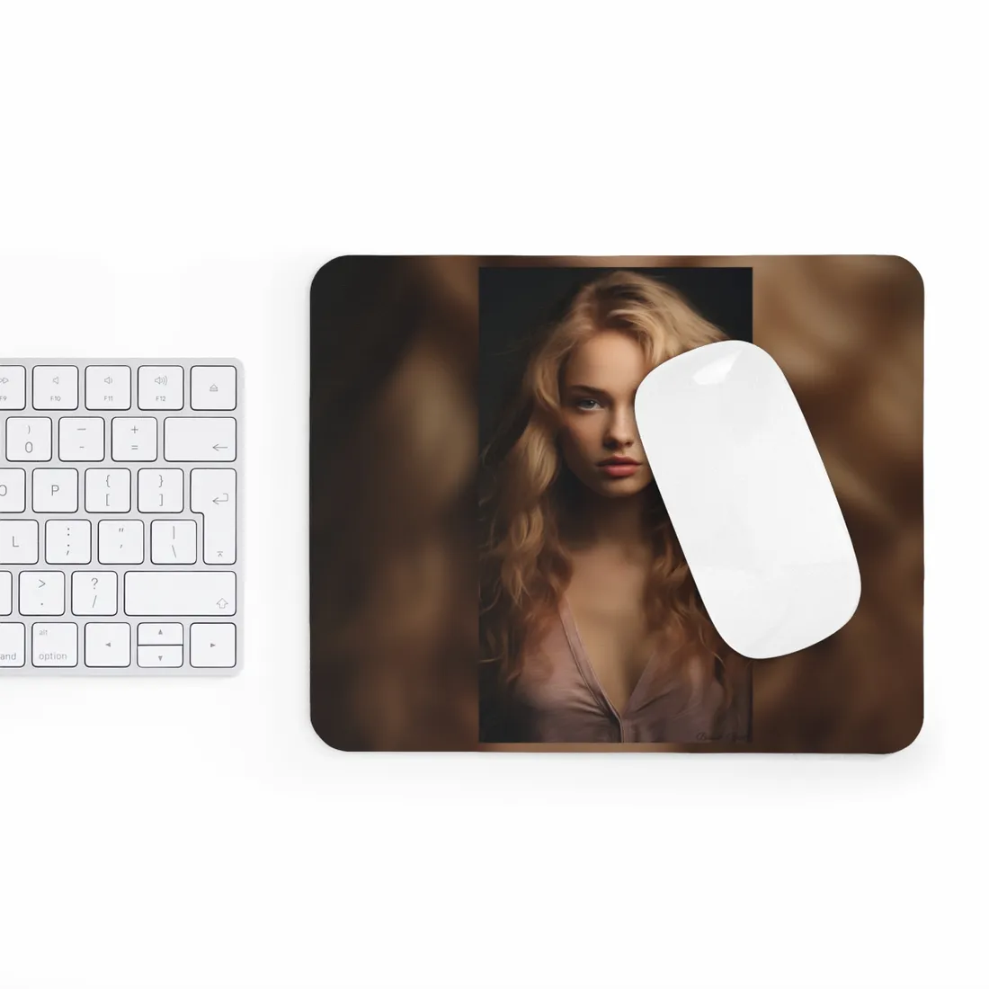 Modern Blonde Woman: Minimalist Style Portrait - Mouse Pad
