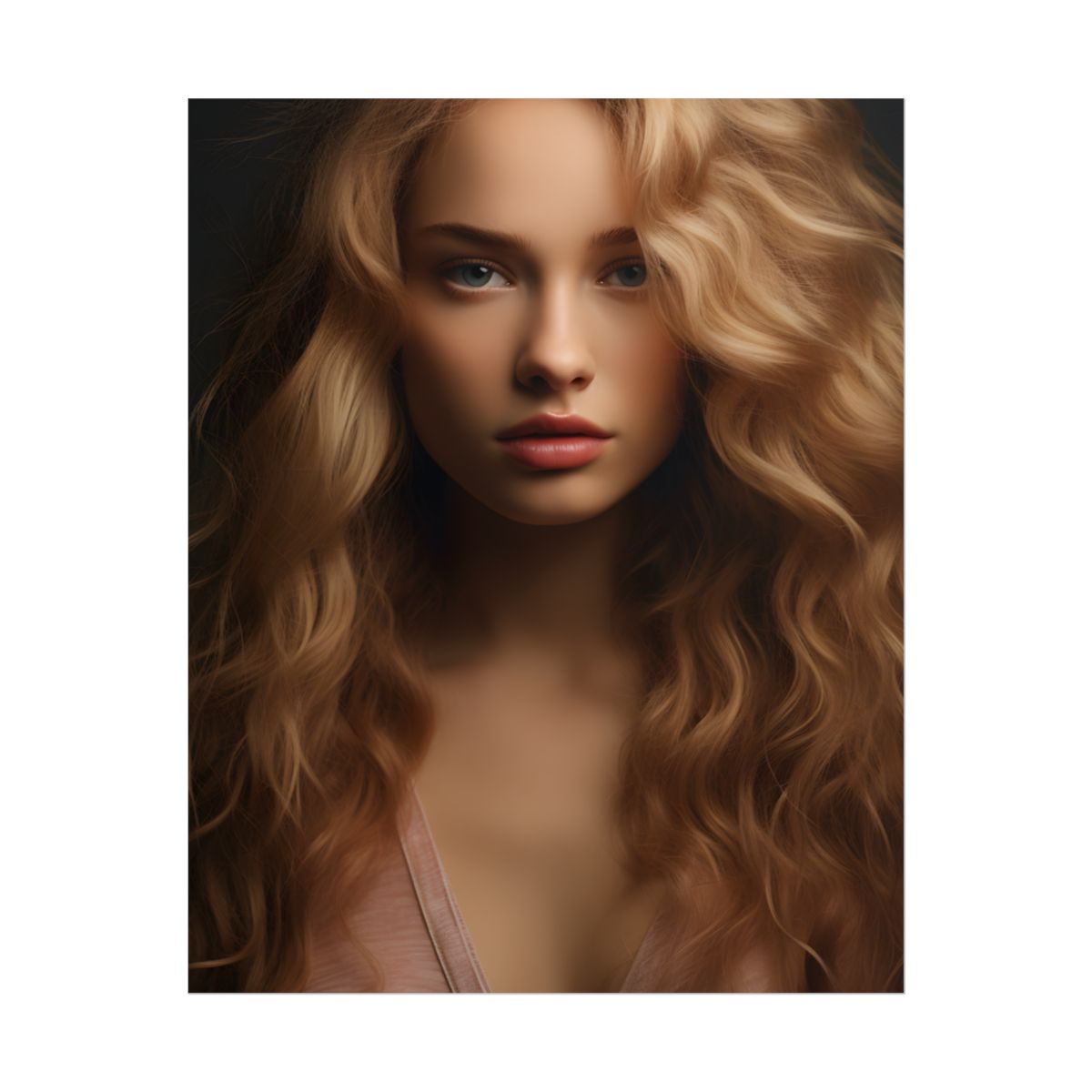 Modern Blonde Woman: Minimalist Style Portrait - Poster