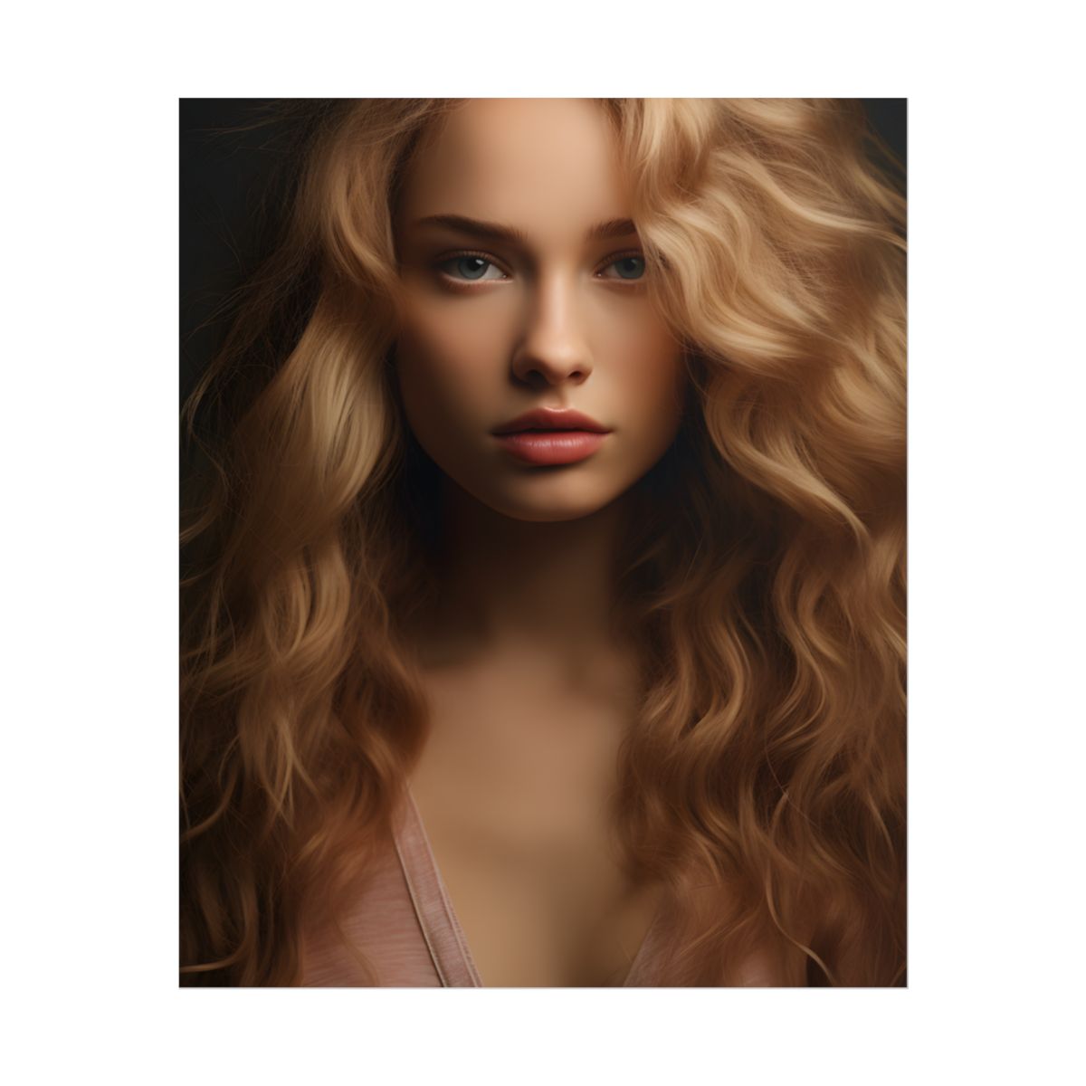 Modern Blonde Woman: Minimalist Style Portrait - Poster