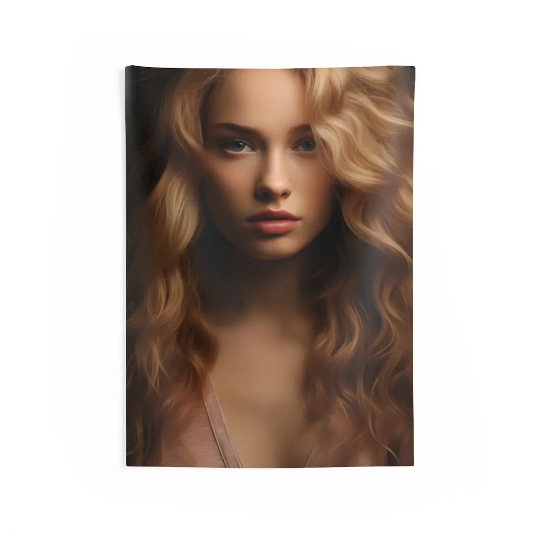 Modern Blonde Woman: Minimalist Style Portrait - Wall Tapestry