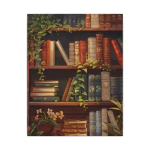 Antique Books on Shelf Canvas Print