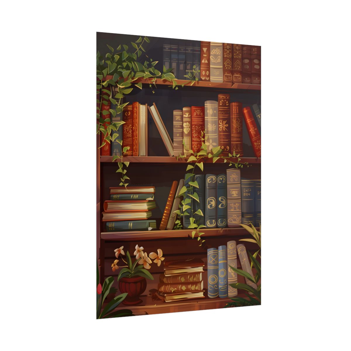 Modern Book Stack Art: A Timeless Digital Illustration - Poster