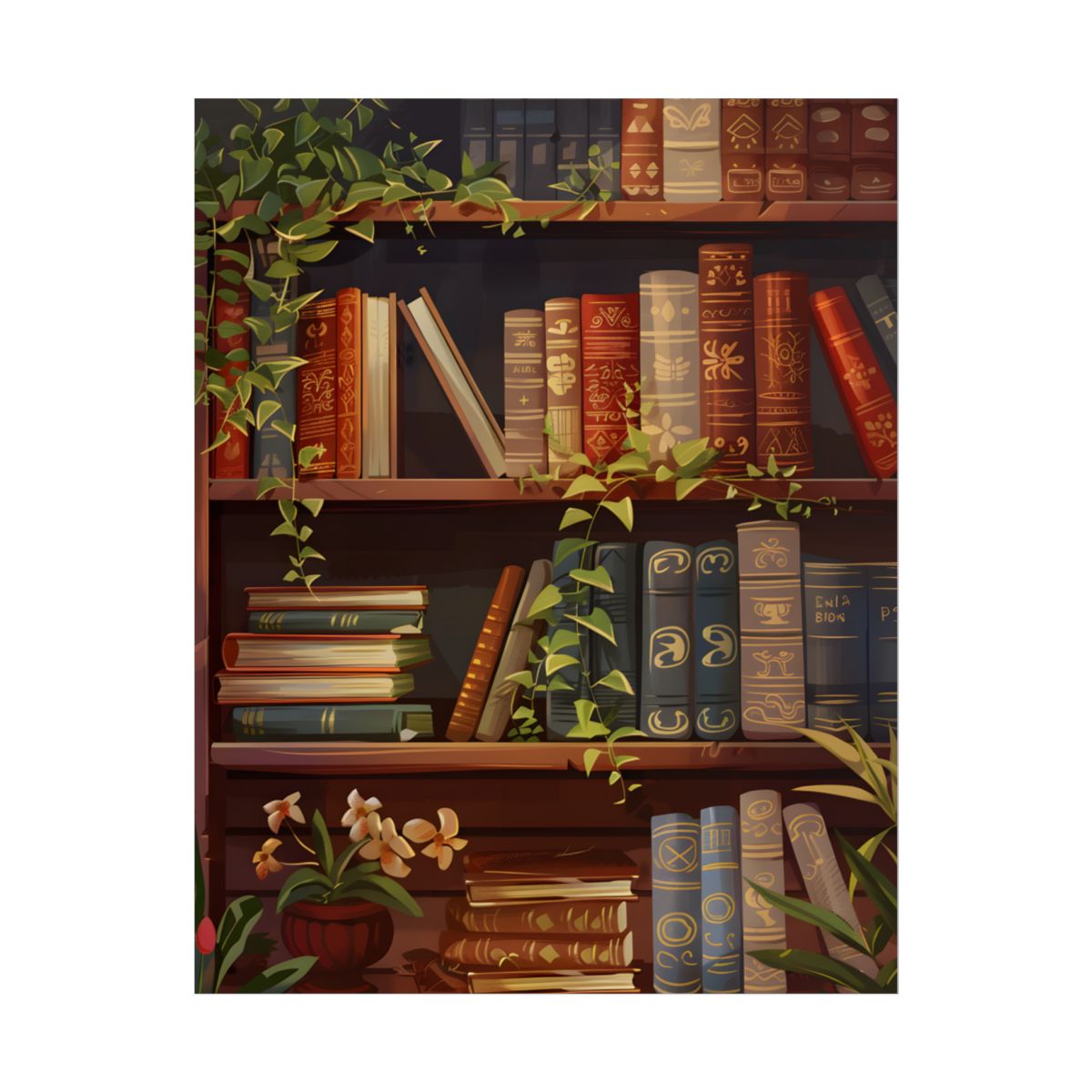 Modern Book Stack Art: A Timeless Digital Illustration - Poster