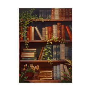 Antique Books on Shelf Poster