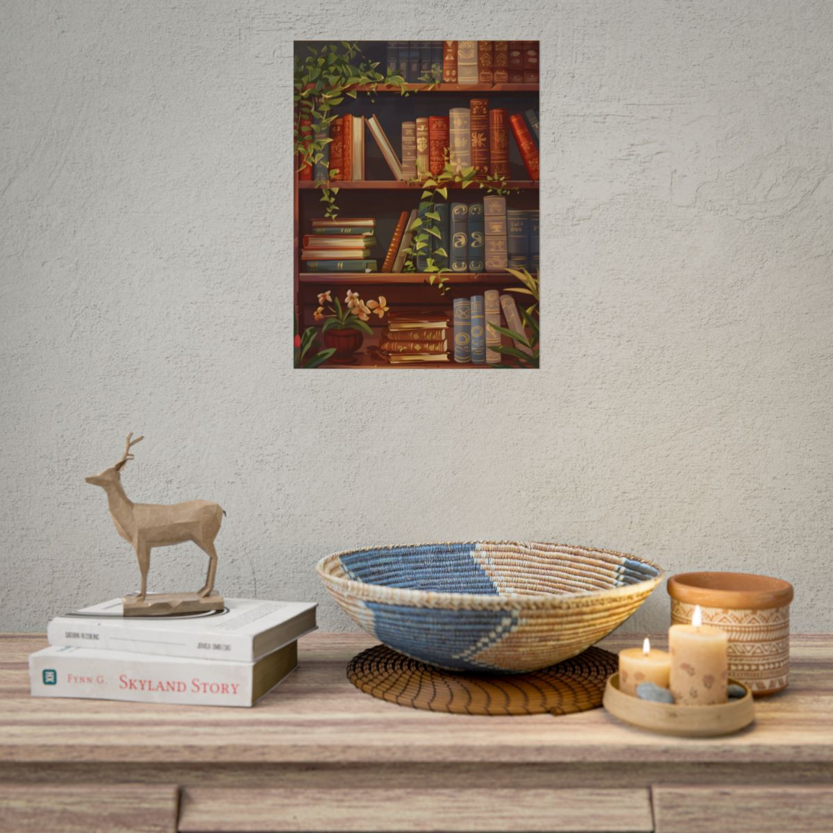 Modern Book Stack Art: A Timeless Digital Illustration - Poster
