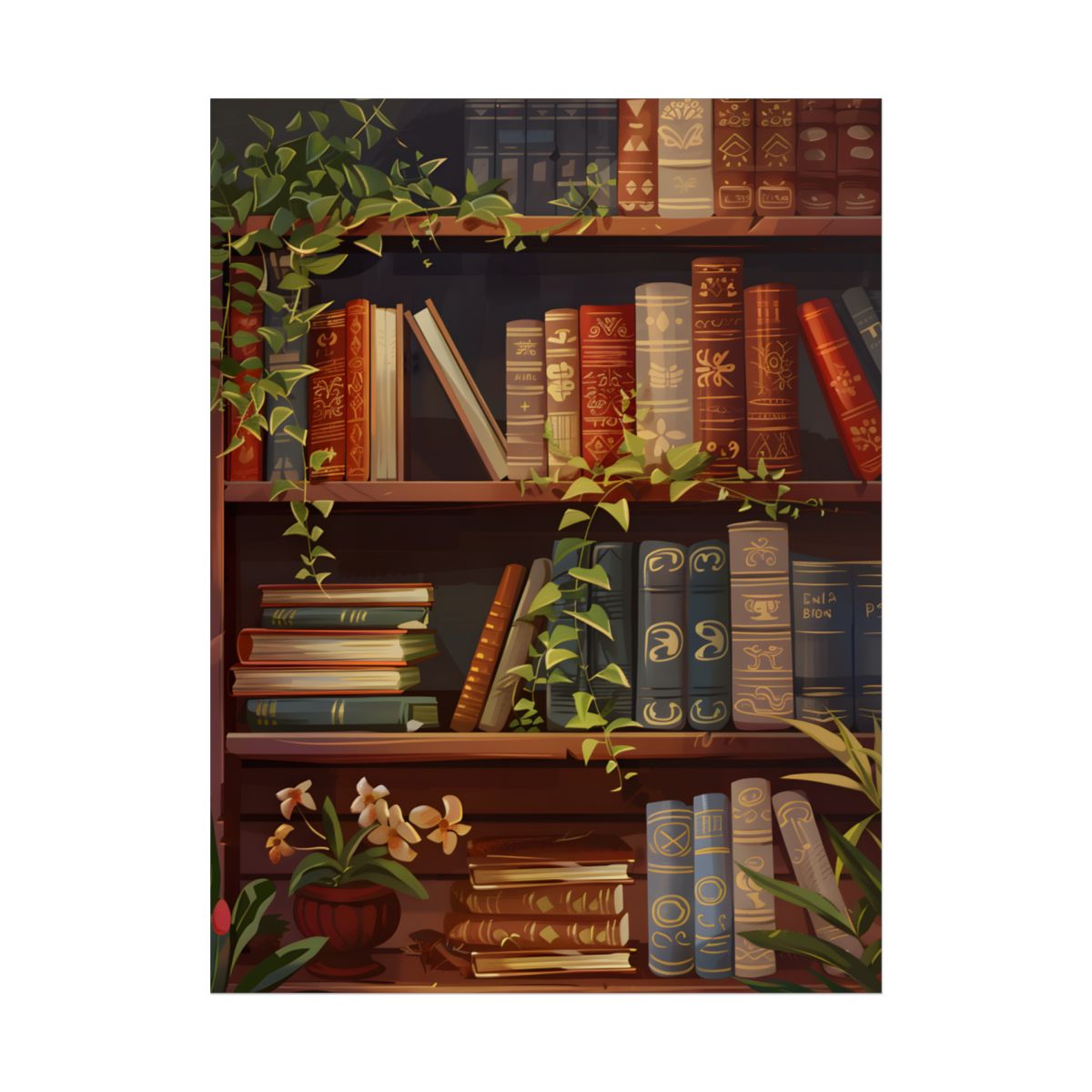 Modern Book Stack Art: A Timeless Digital Illustration - Poster