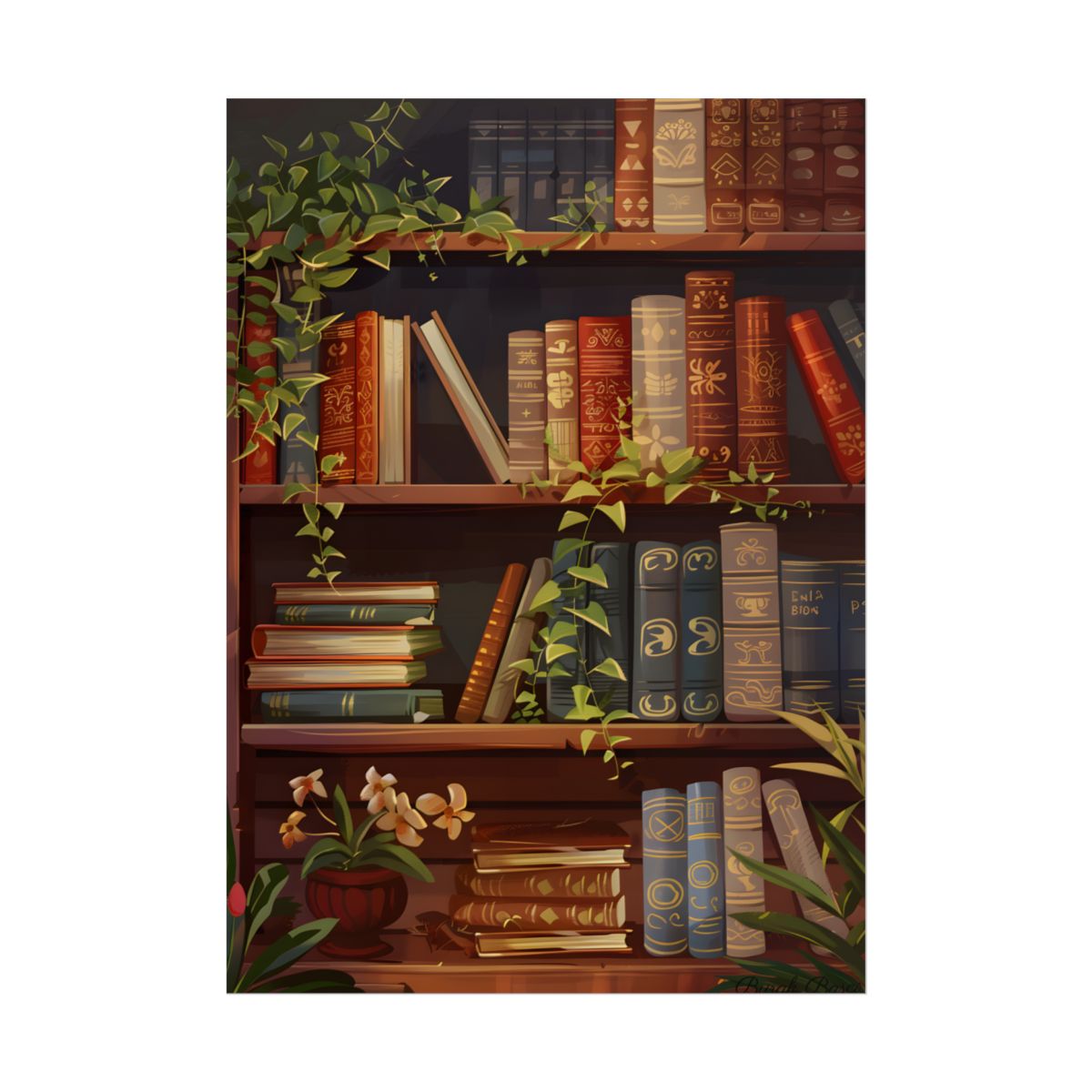 Modern Book Stack Art: A Timeless Digital Illustration - Poster