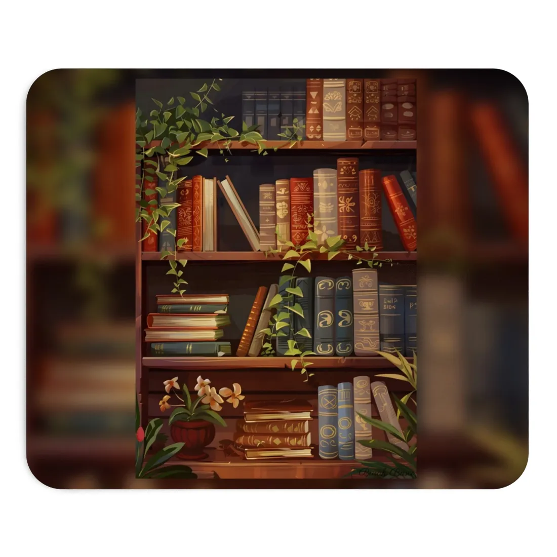 Modern Book Stack Art: A Timeless - Mouse Pad