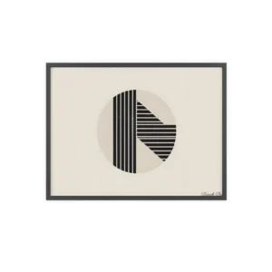 Black Striped Circle Abstract Framed Poster