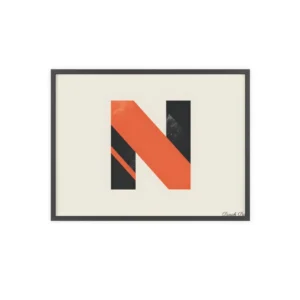 Letter N Typography Art Framed Poster