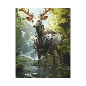 Robot Deer in Forest Canvas Print