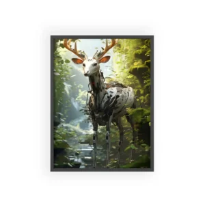 Robot Deer in Forest Framed Poster