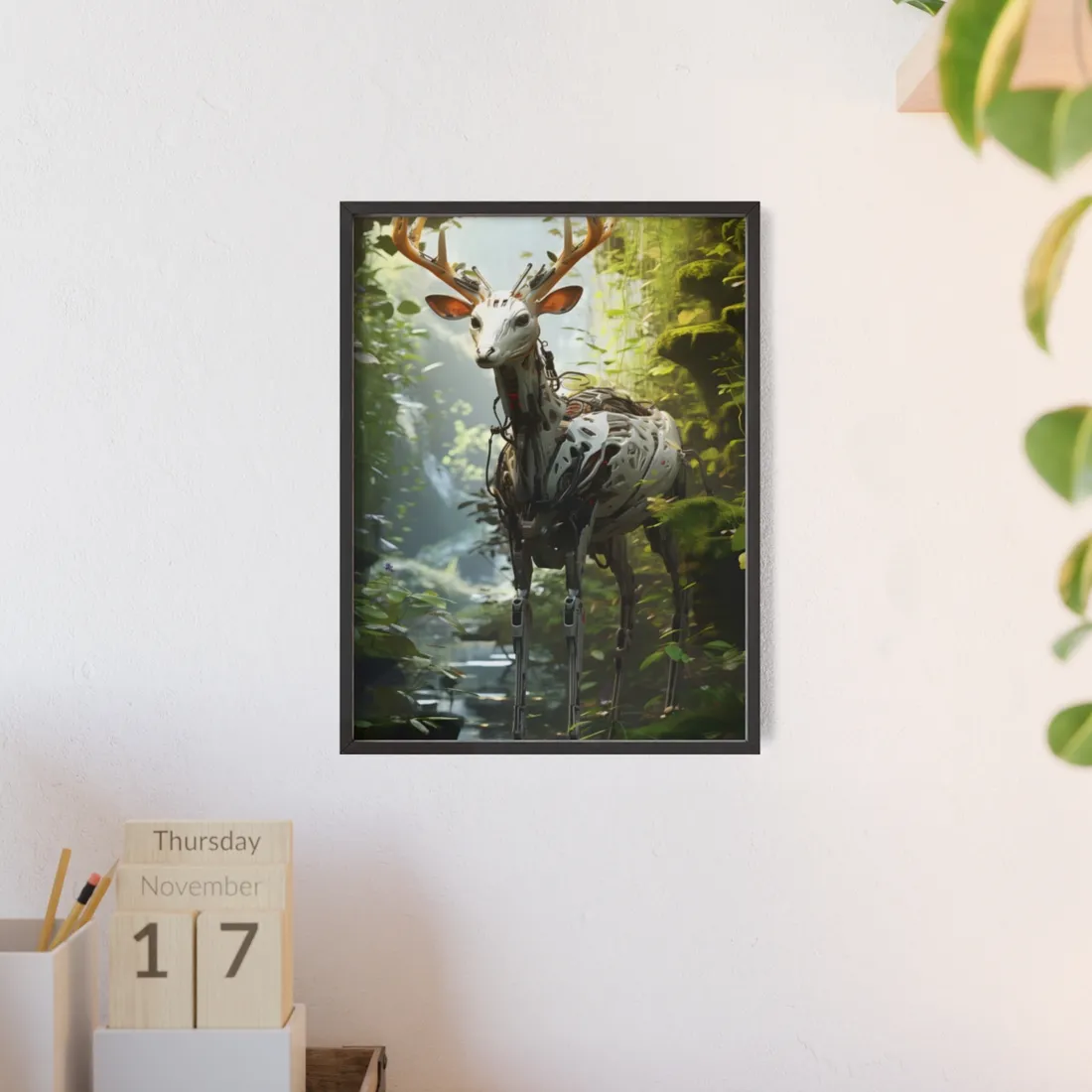 Modern Outdoor Robotic Wildlife Sanctuary: A Unique Artwork of Innovative Design - Framed Poster