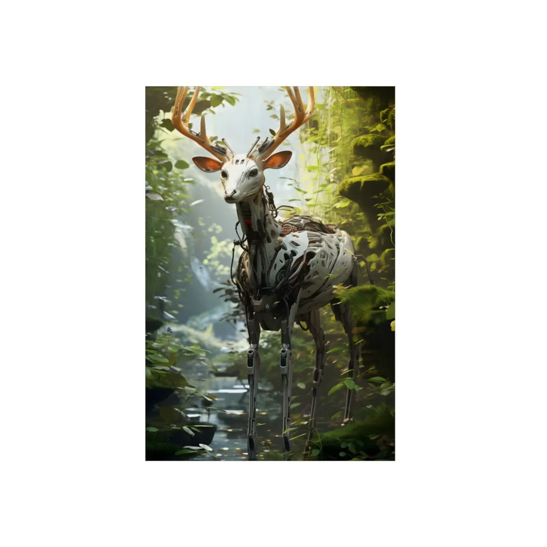Modern Outdoor Robotic Wildlife Sanctuary: A Unique Artwork of Innovative Design - Metal Poster