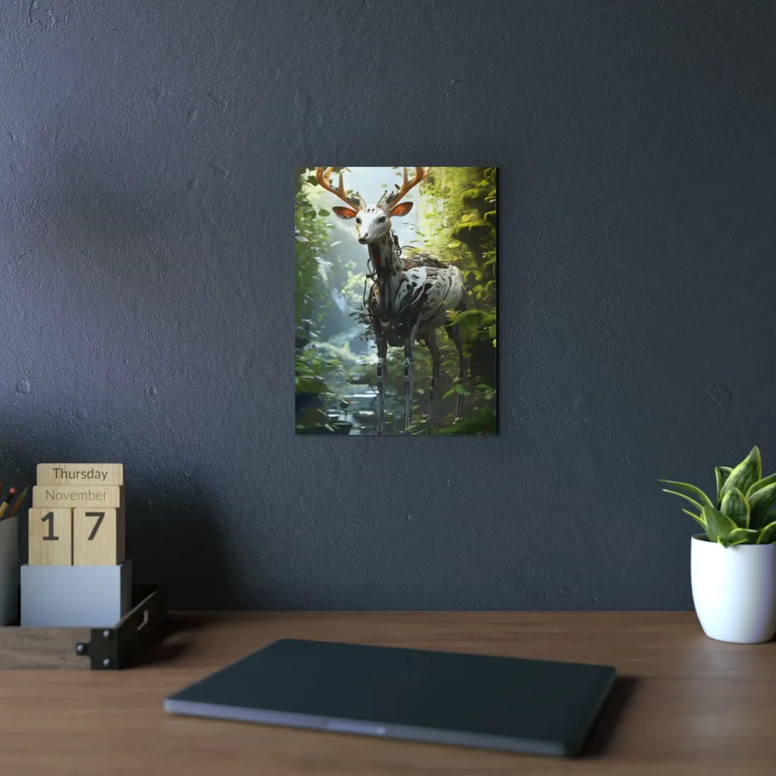 Modern Outdoor Robotic Wildlife Sanctuary: A Unique Artwork of Innovative Design - Metal Poster