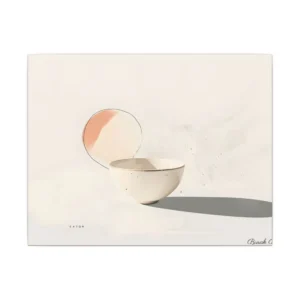 Cream Bowl with Peach Circle Canvas Print