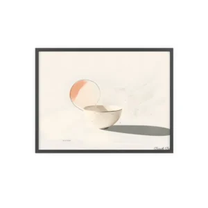 Cream Bowl with Peach Circle Framed Poster