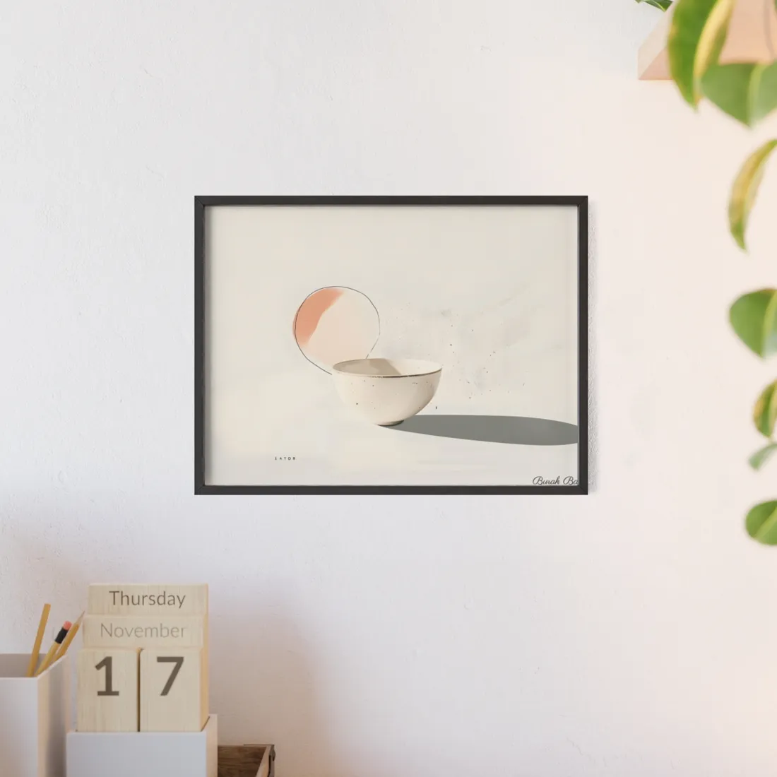 Modern Product Art: Minimalist Illustration with Bold Text - Framed Poster