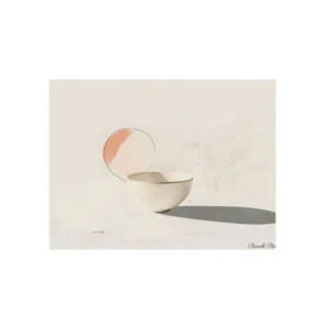 Cream Bowl with Peach Circle Metal Poster