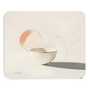 Cream Bowl with Peach Circle Mouse Pad