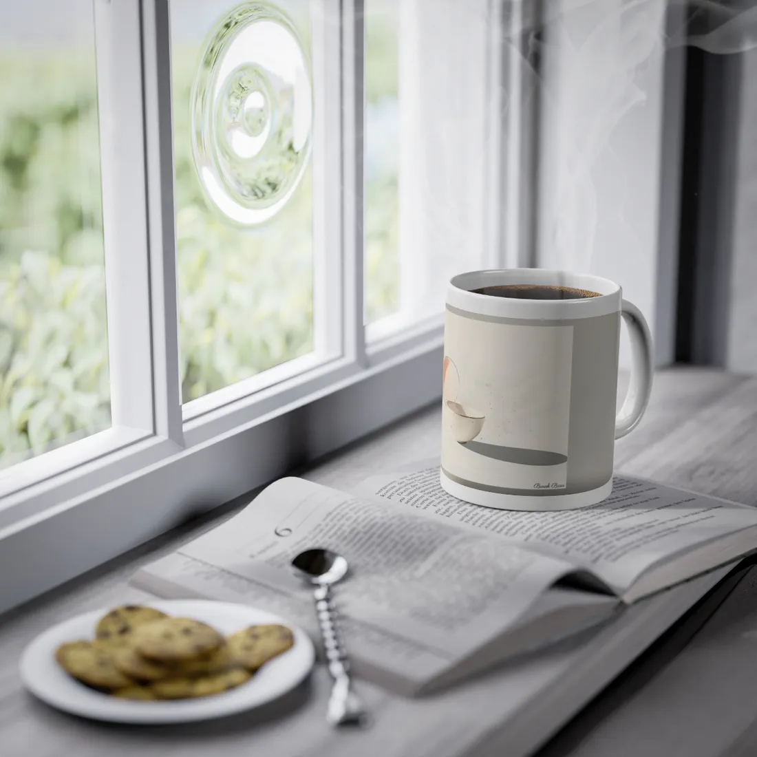 Modern Product Art: Minimalist Illustration with Bold Text - Mug