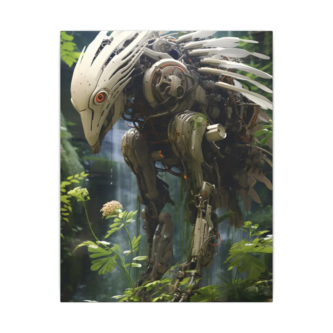 Modern Robotic Wildlife Sanctuary: Modern Digital Art - Canvas